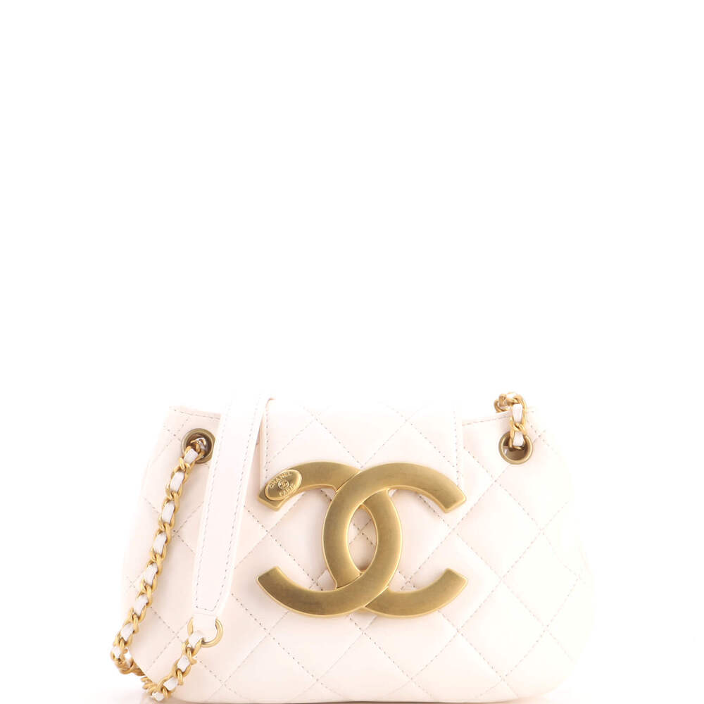 Chanel Small Giant CC Chain Compartment Messenger Bag Quilted Lambskin